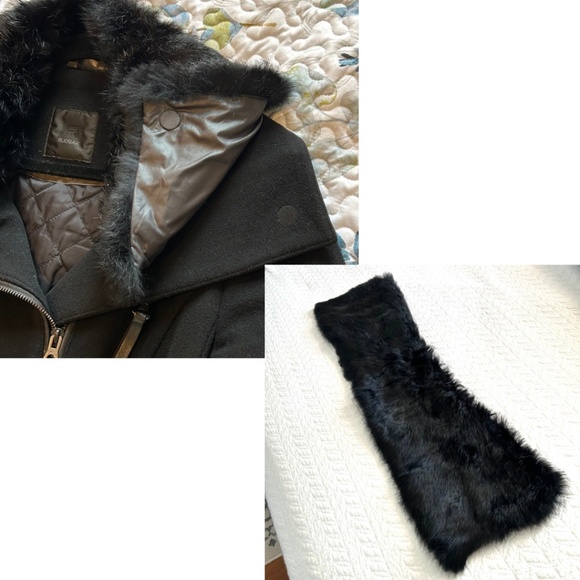 Rudsak Fitted Cropped Wool Jacket Leather Trim Bell Sleeves Black Size S - Picture 9 of 16